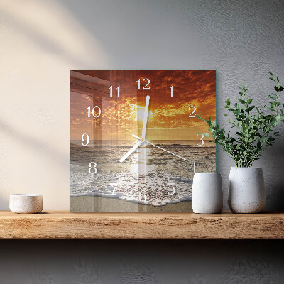 Square wall clock Beach sea