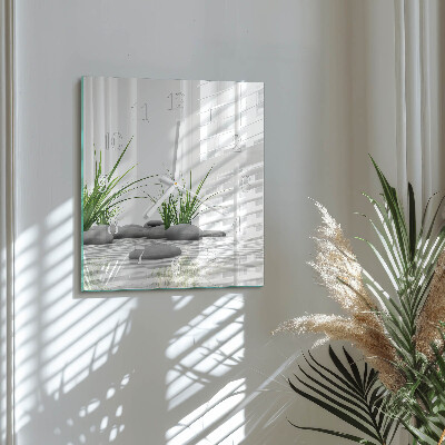 Glass wall clock square Stones
