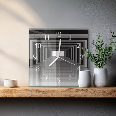Glass clock square 3d tunnel