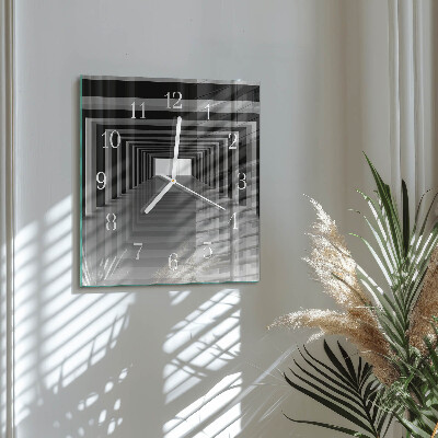 Glass clock square 3d tunnel