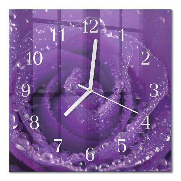 Glass clock square Rose