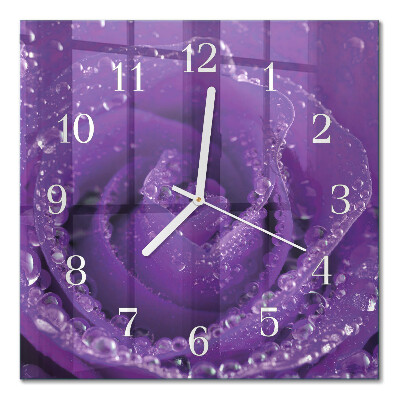 Glass clock square Rose