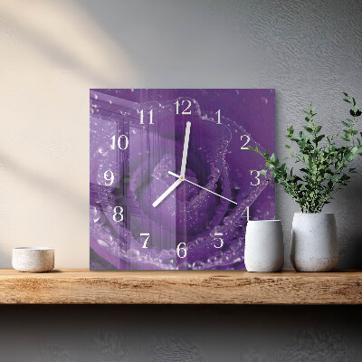 Glass clock square Rose