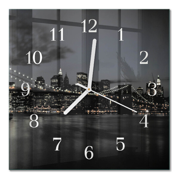 Glass wall clock square Horizontal bridge