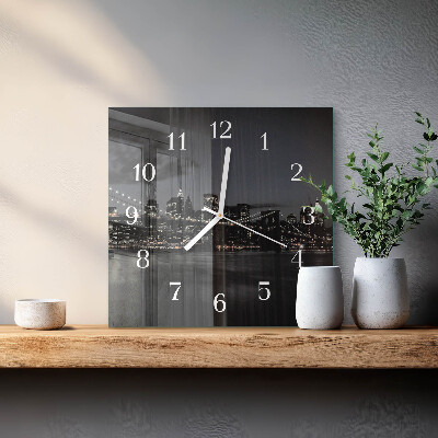 Glass wall clock square Horizontal bridge
