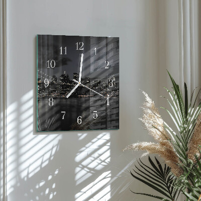 Glass wall clock square Horizontal bridge