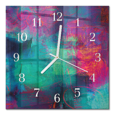 Square kitchen clock Colorful picture