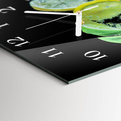 Glass wall clock square Lemon and lime