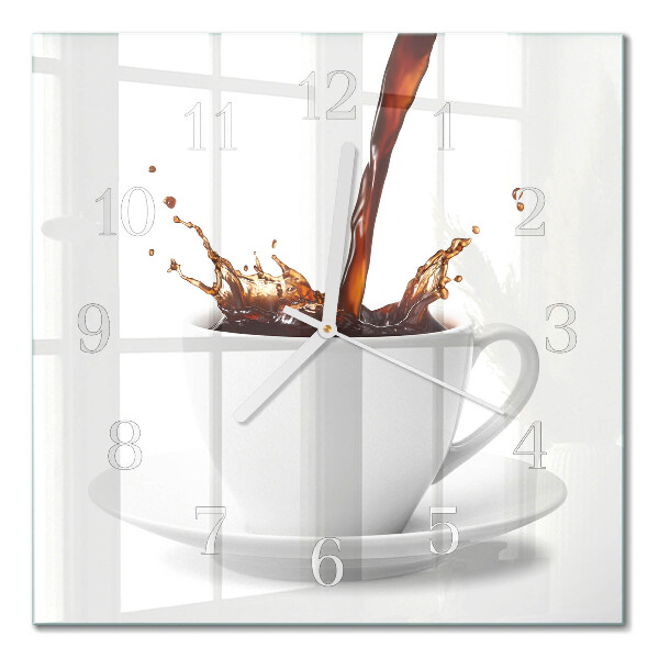 Glass clock square A cup of coffee