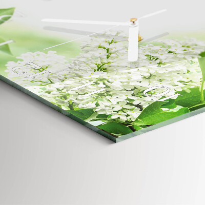 Glass clock square Leaves