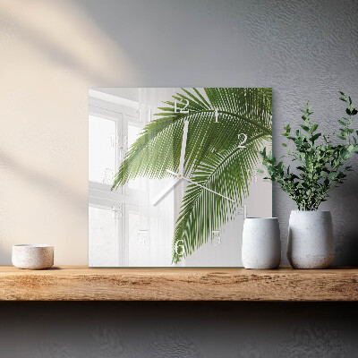Glass wall clock square Palm leaves