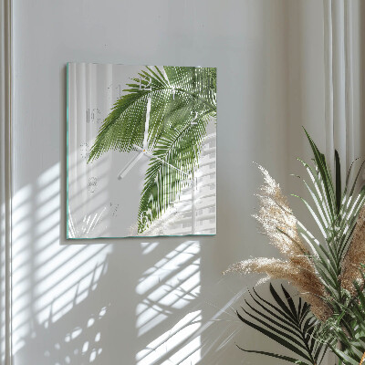 Glass wall clock square Palm leaves