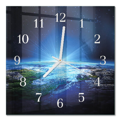 Glass clock square Earth's universe