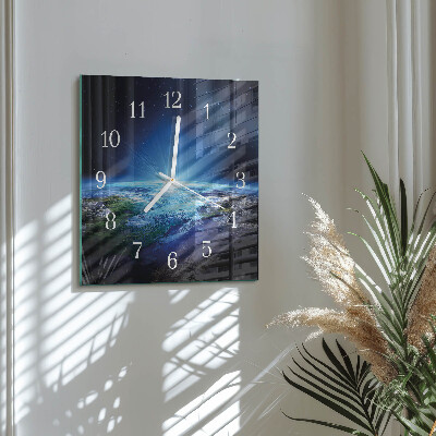 Glass clock square Earth's universe