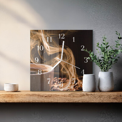 Square kitchen clock A cup of coffee