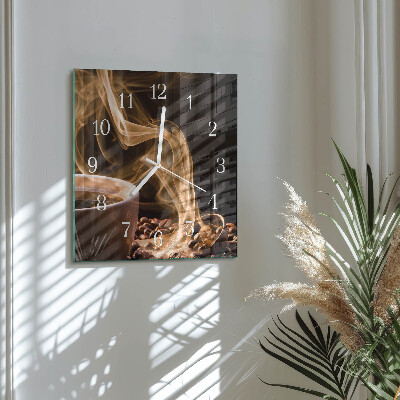 Square kitchen clock A cup of coffee