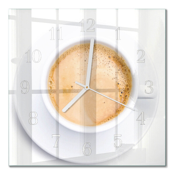 Square kitchen clock A cup of coffee