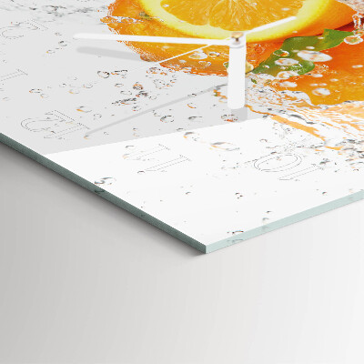 Glass clock square Oranges