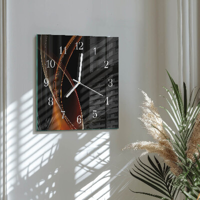 Glass wall clock square Abstract lines