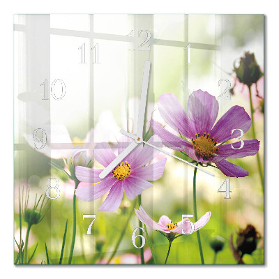 Glass clock square Meadow