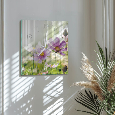 Glass clock square Meadow