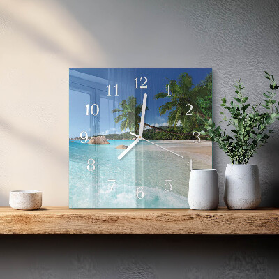 Glass clock square Beach