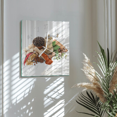 Glass wall clock square Spices