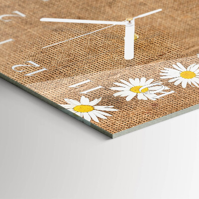 Glass clock square Daisy