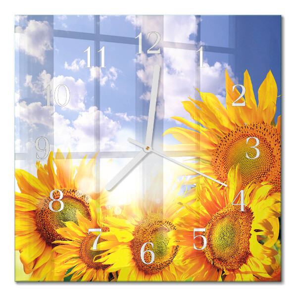 Square kitchen clock Sunflowers
