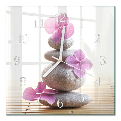Glass clock square Spa stones