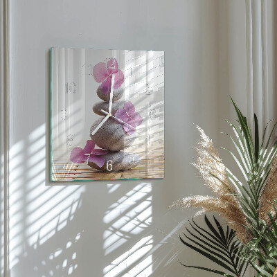 Glass clock square Spa stones