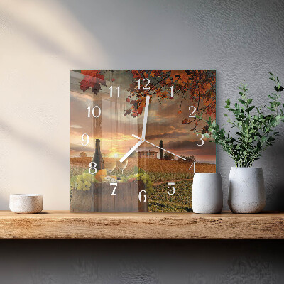 Glass wall clock square Nature wine