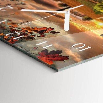 Glass wall clock square Nature wine