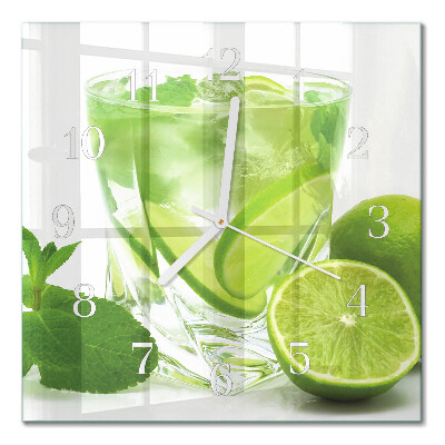 Glass wall clock square Calcium carbonate
