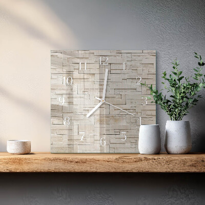 Glass wall clock square Stone wall