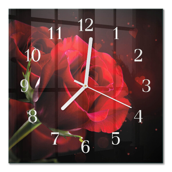Square wall clock Roses