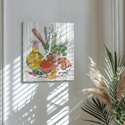 Glass wall clock square Spices