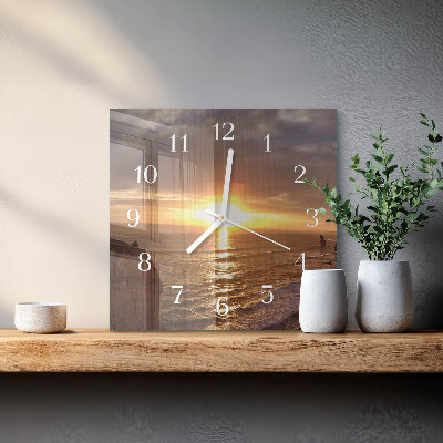 Square wall clock Sunset