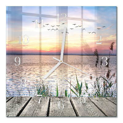 Glass clock square Lake