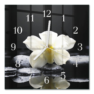Square wall clock Stones and orchid