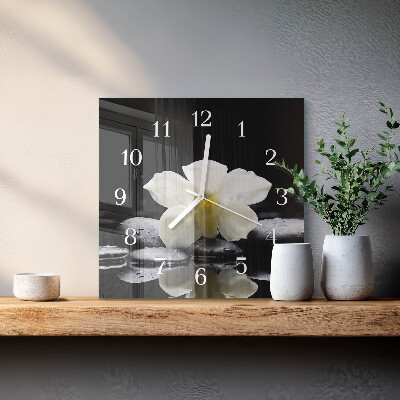 Square wall clock Stones and orchid