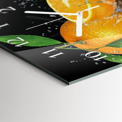 Glass wall clock square Oranges