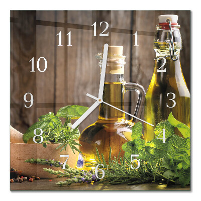 Glass clock square Oil