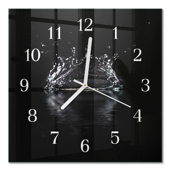 Glass wall clock square Water