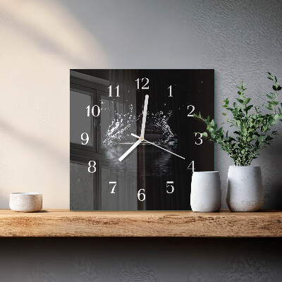 Glass wall clock square Water