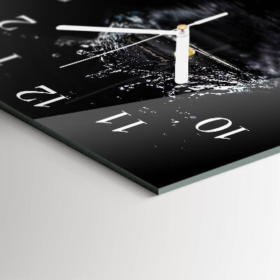 Glass wall clock square Water