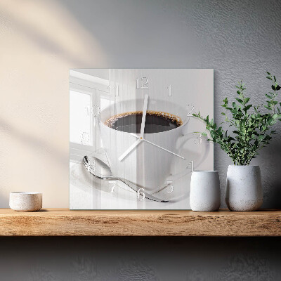 Glass clock square Coffee