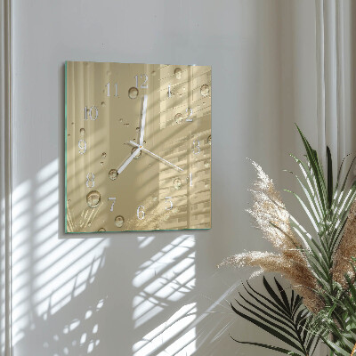 Glass wall clock square Drops