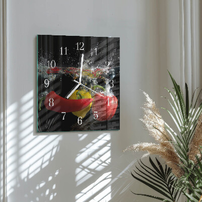 Glass clock square Pepper