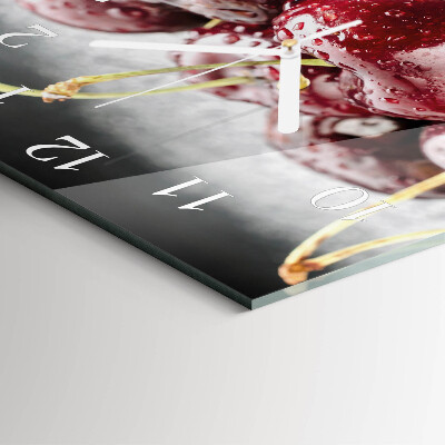 Glass wall clock square Cherry